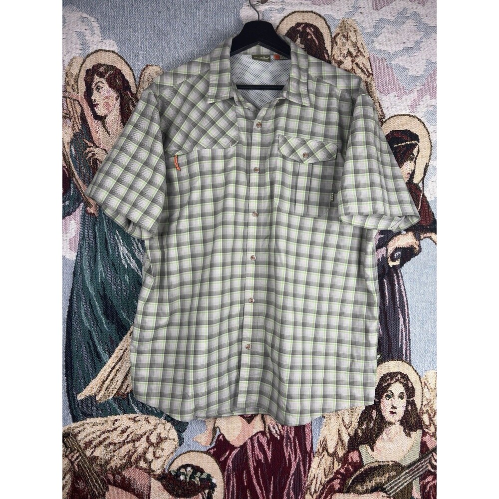HOWLER BROS Plaid Long Sleeve Button Front Shirt Men's lg Nylon Poly